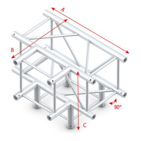 Milos Pro-40 Square F Truss - T-cross + Down 4-way QLLF40 - 90° corner - heavy duty - F