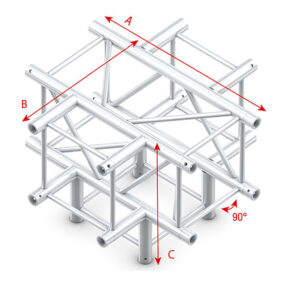 Milos Pro-40 Square F Truss - Cross + Down 5-way QCLF51 - 90° corner - heavy duty - F